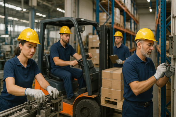 Fizikai munka lehetőség magyar dolgozókkal ipari és logisztikai környezetben.