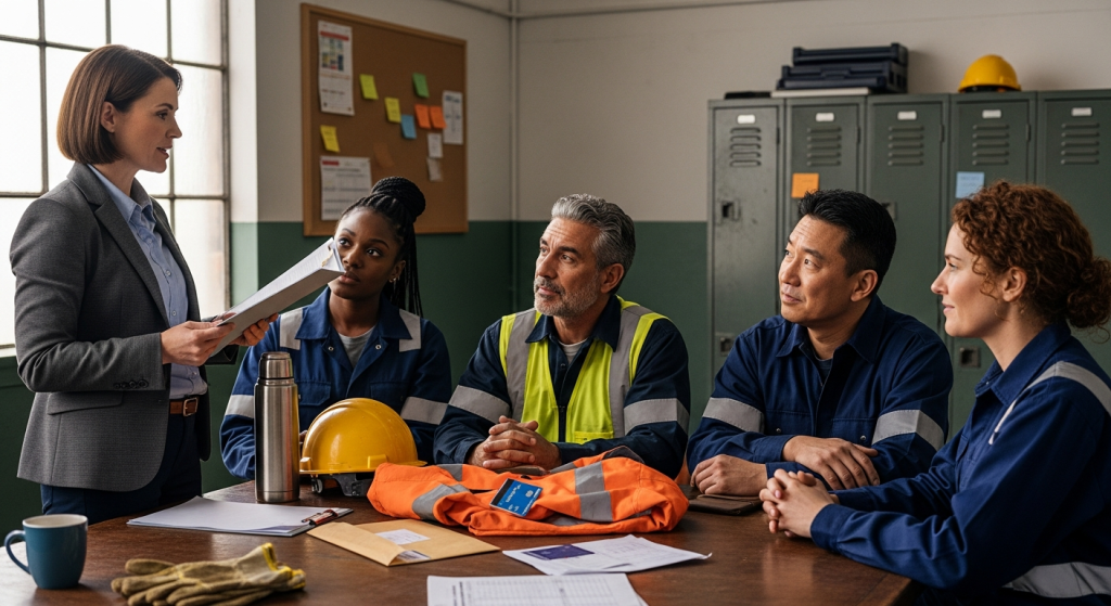 juttatások a kékgalléros dologozók számára — HR megbeszélés műhelyi munkásokkal