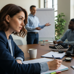 szakpszichológus képzés gyakorlati szeminárium: hallgató jegyzetel, oktató magyaráz