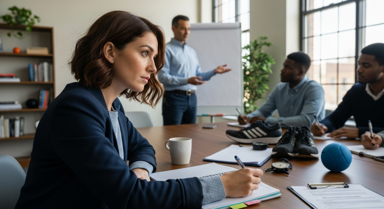 szakpszichológus képzés gyakorlati szeminárium: hallgató jegyzetel, oktató magyaráz